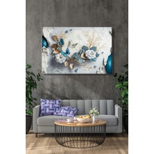 Şehber 3 Boyut Görünümlü Çiçekler Kanvas Tablo Yatay Dekoratif Duvar Tablosu Salon Mutfak Yatak Odası Ofis