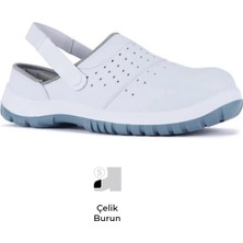 Mekap Pro Slipper 210-01 S1 Src Beyaz Mikrofiber Deri Çelik Burun Sabo Iş Terlik Sandalet