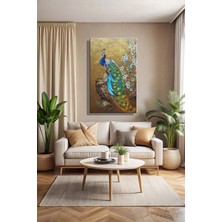 Şehber Modern Kanvas Tablo Dikey Tekli Salon Mutfak Yatak Odası Ofis Yağlı Boya Efekt Tavus Kuşu