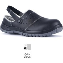 Mekap Pro Slipper 210-03 S1 Src Siyah Mikrofiber Deri Çelik Burun Sabo Iş Terlik Sandalet