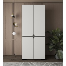 VM VERTEX MOBİLYA Floransa Yıldız Gri 4 Kapılı Tek Askılıklı Gardrop