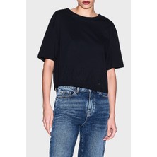 Armani Exchange Logolu Pamuklu Relaxed Fit Bisiklet Yaka Crop T Shirt Bayan T Shirt XW001709 AF17172 UC001