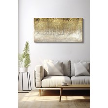 Şehber Panoramik Yatay Kanvas Duvar Tablosu Tekli Salon Mutfak Yatak Odası Ofis Soyut Altın Damlalar