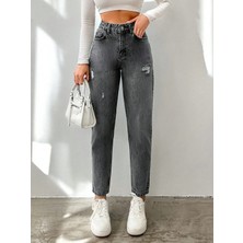Herton Kadın Yüksel Bel Mom Jean  Pantolon %100 Cotton Esneme Yok