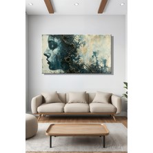 Şehber Panoramik Yatay Kanvas Duvar Tablosu Tekli Salon Mutfak Yatak Odası Ofis Soyut Kadın ve Doğa