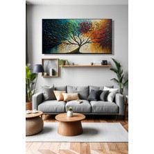 Şehber Modern Duvar Tablosu Panoramik Yatay Kanvas Tekli Salon Mutfak Yatak Odası Ofis Yaşam Ağacı