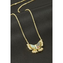 Zero Land Xmpdby Kelebek Zirkon Taşlı Kolye - Gümüş Rengi