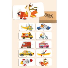 Feyza Design Sevimli Taşıtlar Temalı Ahşap Puzzle Eğitici Oyuncak