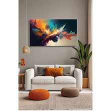 Şehber Yatay Soyut Renkli Mürekkep Kanvas Duvar Tablosu Tekli Salon Mutfak Yatak Odası Ofis