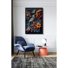 Şehber Dikey Kanvas Duvar Tablosu Tekli Salon Mutfak Yatak Odası Ofis Quilling Efekt Kuş ve Çiçekler