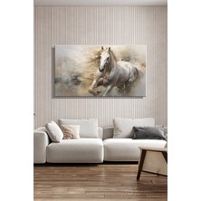 Şehber Modern Duvar Tablosu Panoramik Yatay Kanvas Tekli Salon Mutfak Yatak Odası Ofis Beyaz At