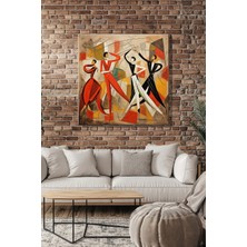 Şehber Kare Kanvas Tablotekli Salon Mutfak Yatak Odası Ofis Soyut Yağlı Boya Efekt Dans Eden Insanlar