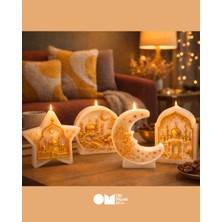 OM Rituals Ramazan Temalı Dekoratif Mum Seti | Ay Yıldız Cami Figürlü | El Yapımı Soya Wax Mum