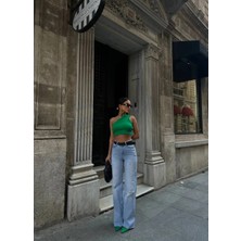 Herton Kadın Yüksek Bel Wide Leg Jean - %100 Pamuk Bol Paça Jean Pantolon