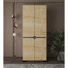 VM VERTEX MOBİLYA Floransa Yıldız Safir Meşe 4 Kapılı Tek Askılıklı Gardrop