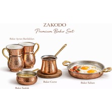 Zakodo Bakır Kahvaltı Mutfak Seti - 5 Parça El Dövme(Sahan Tava-Cezve-Sosluk-Ayran Bardakları)
