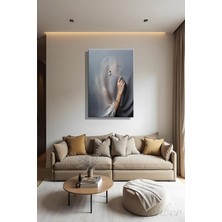 Şehber Yatay Kanvas Tablo Dekoratif Tekli Duvar Dekoru Salon Mutfak Yatak Odası Ofis Tül Arkasın Kadın