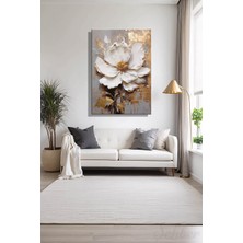 Şehber Modern Duvar Tablosu Dikey Kanvas Tekli Salon Mutfak Yatak Odası Ofis Beyaz Çiçek