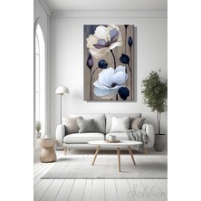 Şehber Dikey Tekli Kanvas Duvar Tablosu Modern Salon Mutfak Yatak Odası Ofis Narin Gelincikler Çiçek