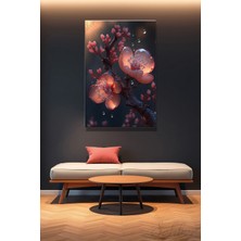 Şehber Çiçek Desenli Illüstrasyon Kanvas Tablo Dikey Dekoratif Duvar Tablosu Salon Mutfak Yatak Odası Ofis