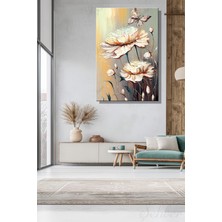 Şehber Çiçek Desenli Dekoratif Kanvas Tablo Dikey Tekli Salon Mutfak Yatak Odası Ofis