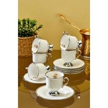 Cooker Lavin 6 Kişilik 90 ml Porselen Kahve Fincan Takımı CKR3865