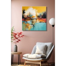 Şehber Kanvas Duvar Tablosu Kare Tekli Salon Mutfak Yatak Odası Ofis Yağlı Boya Efekt Soyut Manzara