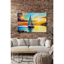 Şehber Kanvas Duvar Tablosu Yatay Tekli Salon Mutfak Yatak Odası Ofis Yağlı Boya Efekt Yelkenli