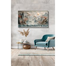 Şehber Panoramik Yatay Kanvas Duvar Tablosu Tekli Salon Mutfak Yatak Odası Ofis 3D Soyut Manzara