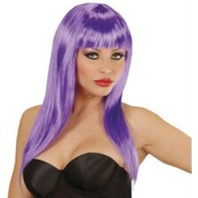 İlk El Grup Uzun Peruk Saç  Mor (72)
