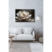 Şehber Modern Dekoratif Tekli Kanvas Tablo Yatay Salon Mutfak Yatak Odası Ofis Beyaz Lotus Çiçeği