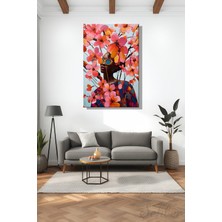 Şehber Kanvas Duvar Tablosu Dikey Tekli Salon Mutfak Yatak Odası Ofis Çiçek Sanatı Kadın Portre