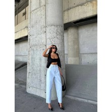Herton Kadın Açık Mavi %100 Pamuk Yüksek Bel Slouchy Jean Pantolon