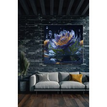 Şehber Kanvas Duvar Tablosu Kare Tekli Salon Mutfak Yatak Odası Ofis Mavi Lotus Nilüfer Çiçeği