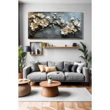 Şehber Modern Çiçekli 3D Efektli Duvar Tablosu Yatay Kanvas Tekli Salon Mutfak Yatak Odası Ofis