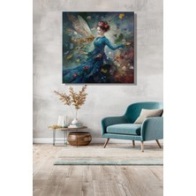 Şehber Kanvas Duvar Tablosu Kare Tekli Salon Mutfak Yatak Odası Ofis Fantezi Kadın ve Yusufçuk Figürü