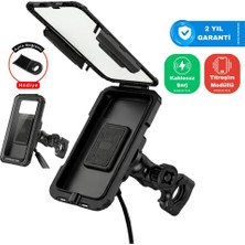 Knmaster TT-950WUC Kablosuz Şarjlı Tüm Motosikletlere Uyumlu Kapalı Telefon Tutucu
