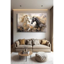 Şehber Modern At Temalı Duvar Tablosu Yatay Kanvas Tekli Salon Mutfak Yatak Odası Ofis