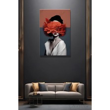 Şehber Soyut Kadın Portre Kanvas Tablo Dikey Dekoratif Duvar Tablosu Salon Mutfak Yatak Odası Ofis