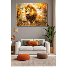 Şehber Kanvas Duvar Tablosu Tekli Dekoratif Yatay Yağlı Boya Efekt Aslan Salon Mutfak Yatak Odası Ofis