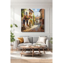 Şehber Tuscana Sokakları Yağlı Boya Efekt Kanvas Tablo Dikey Duvar Tablosu Salon Mutfak Yatak Odası Ofis