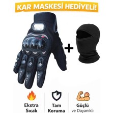 Probiker Sertifikalı yasaya uygun Tam Parmak Motosiklet Eldiveni + Termal Baklava - Renk: Siyah | Beden: L
