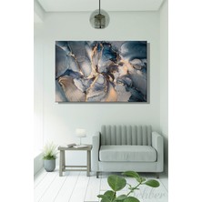 Şehber Modern Duvar Tablosu Yatay Kanvas Tekli Salon Mutfak Yatak Odası Ofis Gold Efekt Mermer Deseni