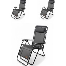 Kılıçaslan Camp Madfox 3'lü Easyrest Katlanır Şezlong Sandalye Gri