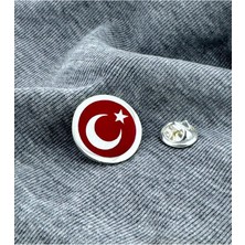 kuyumcudan Yuvarlak Ayyıldız Rozet 925 Ayar Gümüş