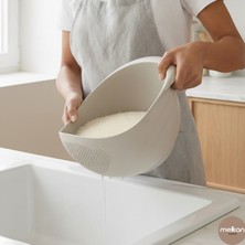 Melkan Home 3 Litre Pirinç Süzgeci – Çok Amaçlı Sebze, Meyve ve Makarna Yıkama Süzgeci Krem