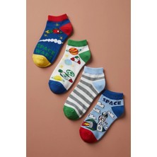 Katia & Bony 4 lü Paket Space Erkek Çocuk Patik Çorap Desenli