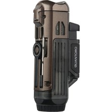 Quantoro Çift Torch Pürmüz Delicili/iğneli Kahverengi Metal Puro Çakmağı