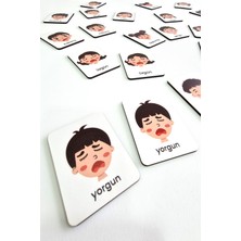 Feyza Design 24 Parça Ahşap Duygular Eşleştirme Kartları Zeka Oyunu