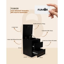 Fumor Siyah Nfc Kart Kilitli Gizli Bölmeli Güvenlik Dolap Kapaklı (Montajlı Hazır Gönderilir)